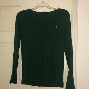Green long sleeve V-neck Ralph Lauren tee